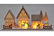 Dřevěná vánoční dekorace s LED osvětlením - 40x9x17,5 cm, 2 designy, 1ks