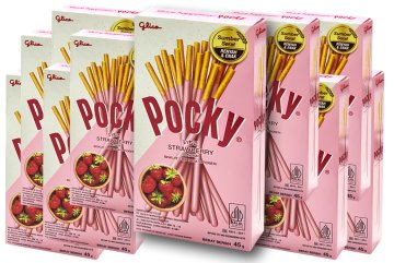 Pocky tyčinky s polevou s příchutí jahody 45g - Balení 10ks