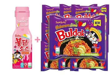 Buldak Ramen set omáčka Carbonara 200g + 10 balení Habanero Lime 135g Samyang